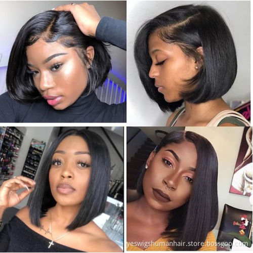 Straight Bob Wig Human Hair Hd Full Lace Front Wig For Black Women Cheap Raw Indian Virgin Human Hair Lace Frontal Wig Vendor